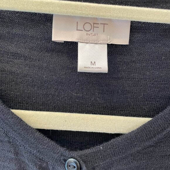 LOFT Outlet Women's Lightweight Linen Cotton Black Cardigan | M - Picture 2 of 3